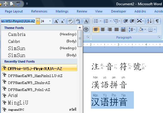 Office Chinese Font