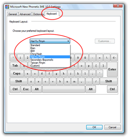 Microsoft New Phonetic IME Settings